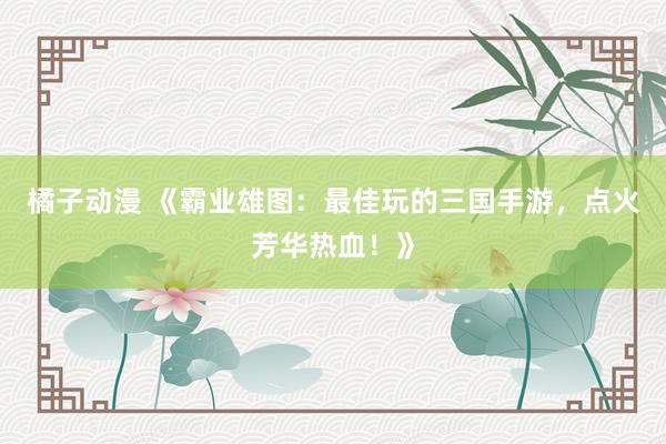 橘子动漫 《霸业雄图：最佳玩的三国手游，点火芳华热血！》