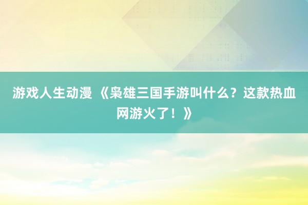 游戏人生动漫 《枭雄三国手游叫什么？这款热血网游火了！》