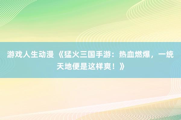 游戏人生动漫 《猛火三国手游：热血燃爆，一统天地便是这样爽！》
